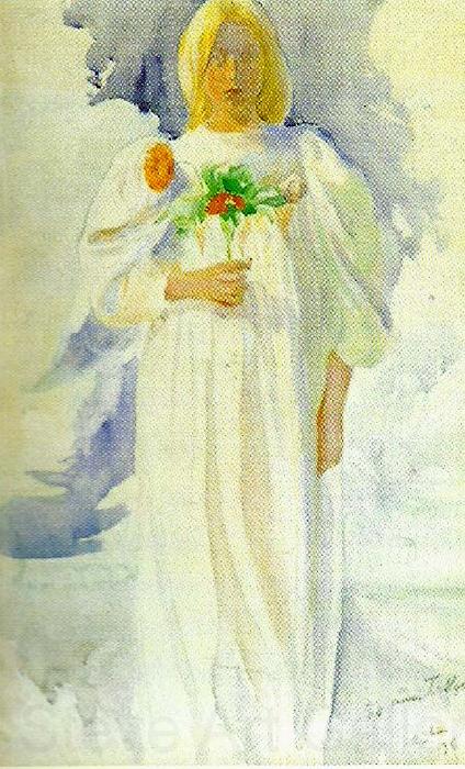 Carl Larsson bonens angel Norge oil painting art